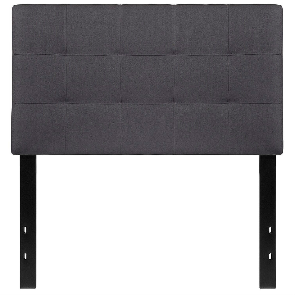 Twin size Modern Dark Grey Fabric Upholstered Panel Headboard