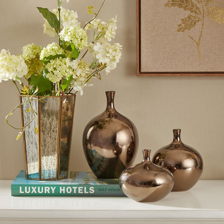 Madison Park Signature Ansen Metallic Vase 3 Piece Set - Bronze