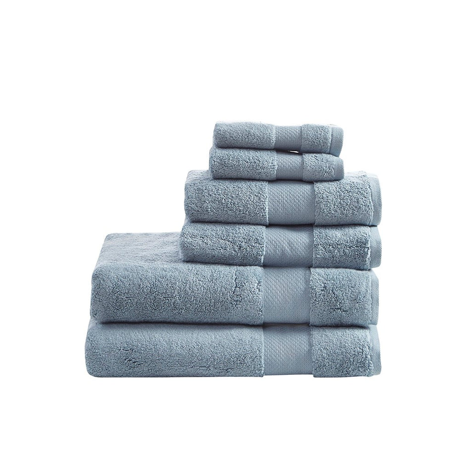 Turkish Cotton 6 Piece Bath Towel Set - Blue