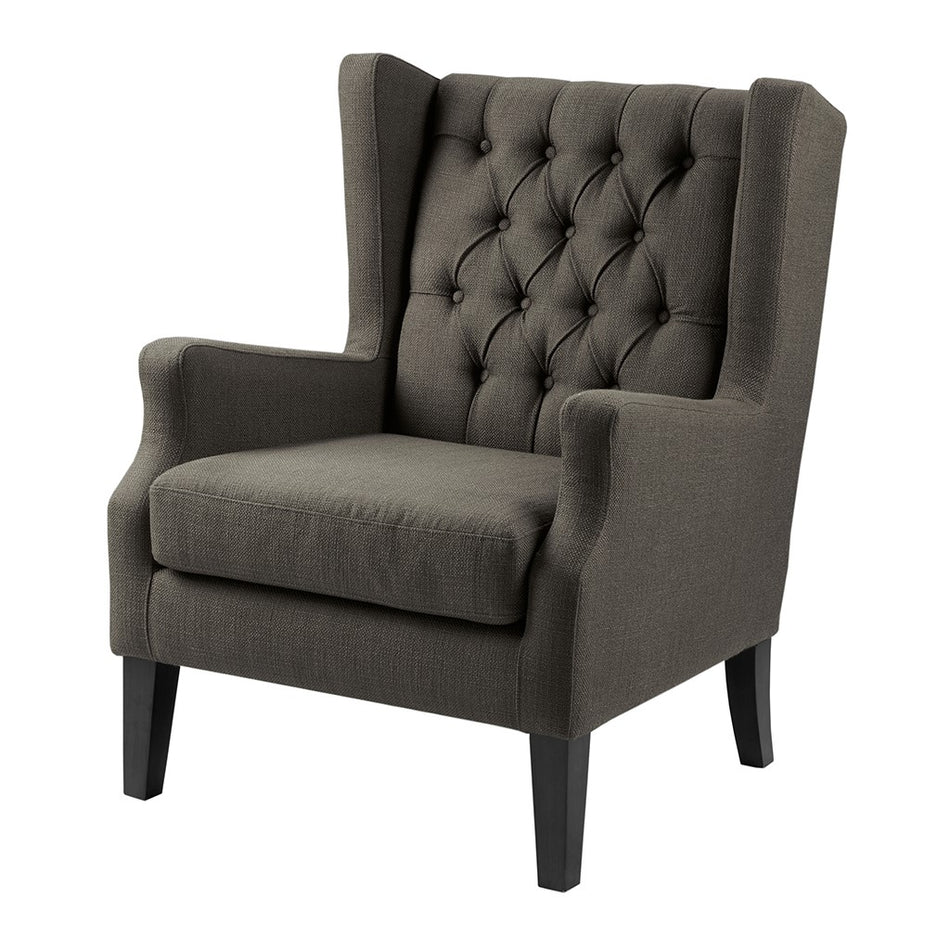 Maxwell Button Tufted Wing Chair - Grey