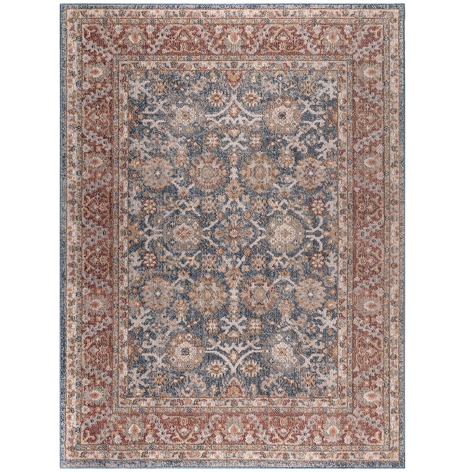 Faith Persian Bordered Traditional Woven Area Rug - Blue / Red - 5x7'