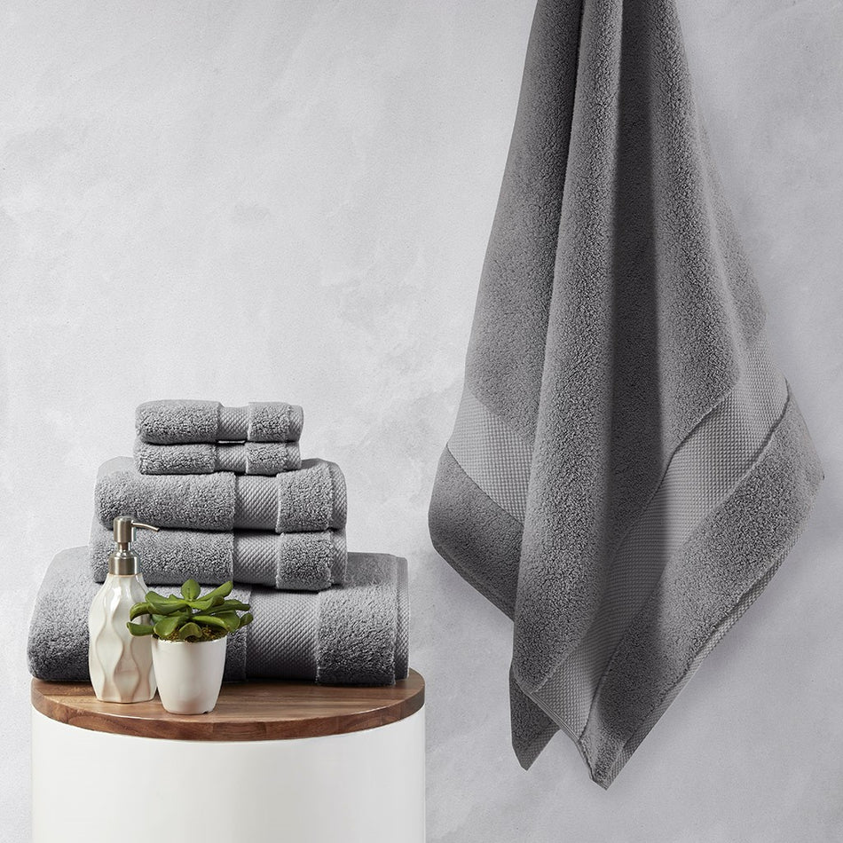 Madison Park Signature Splendor 1000gsm 100% Cotton 6 Piece Towel Set - Charcoal