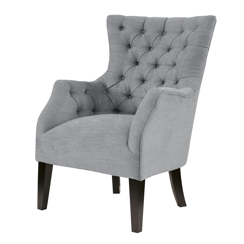 Hannah Button Tufted Wing Chair - Grey