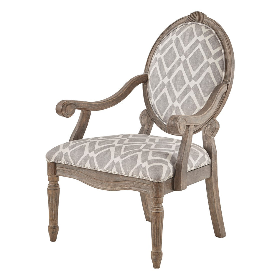 Brentwood Exposed Wood Arm Chair - Grey / White