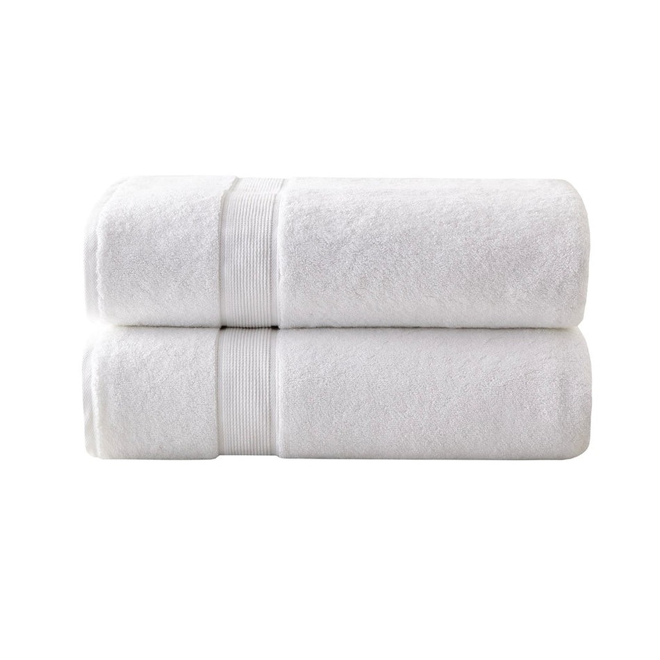 800GSM 100% Cotton Bath Sheet Antimicrobial 2 Piece Set - White - 34x68"