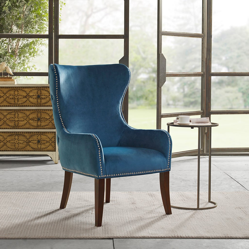 Madison Park Hancock Button Tufted Back Accent Chair - Blue