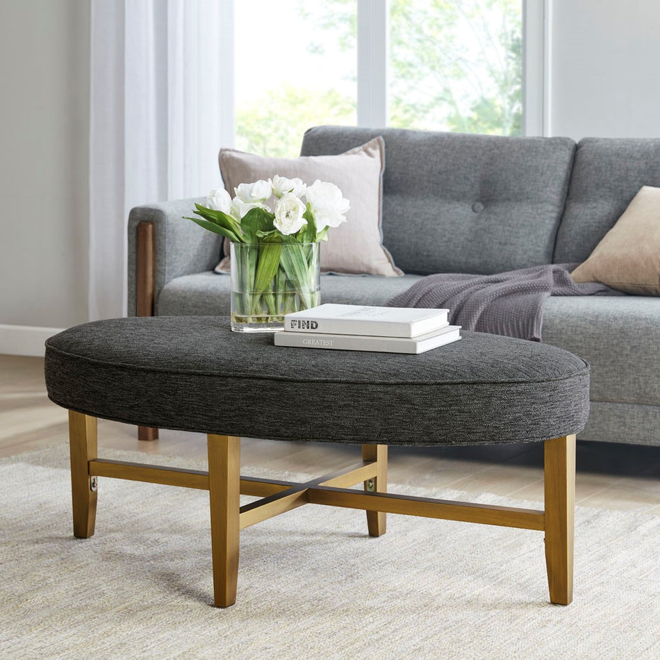 Madison Park Kipling Oval Cocktail Ottoman - Dark Grey