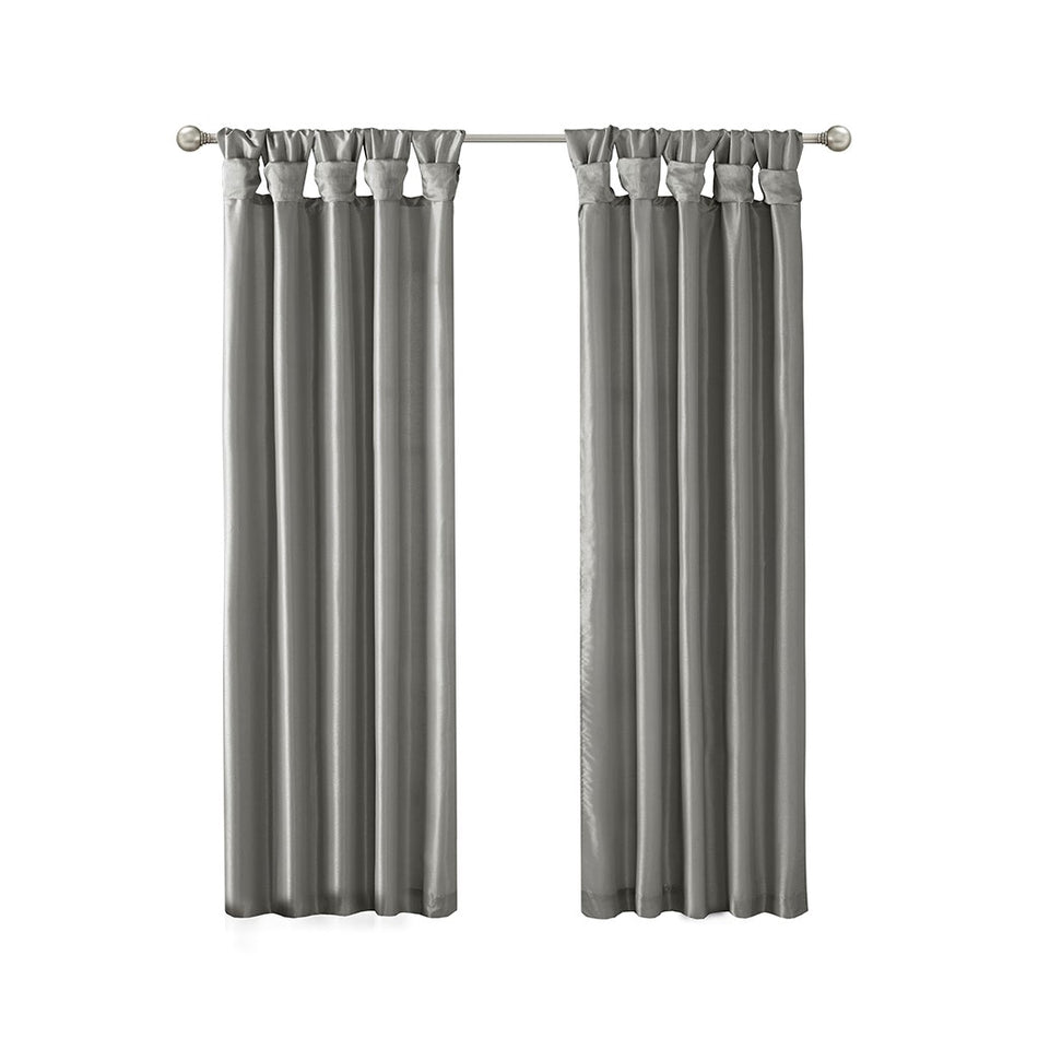 Emilia Twist Tab Lined Window Curtain - Charcoal - 50x120"