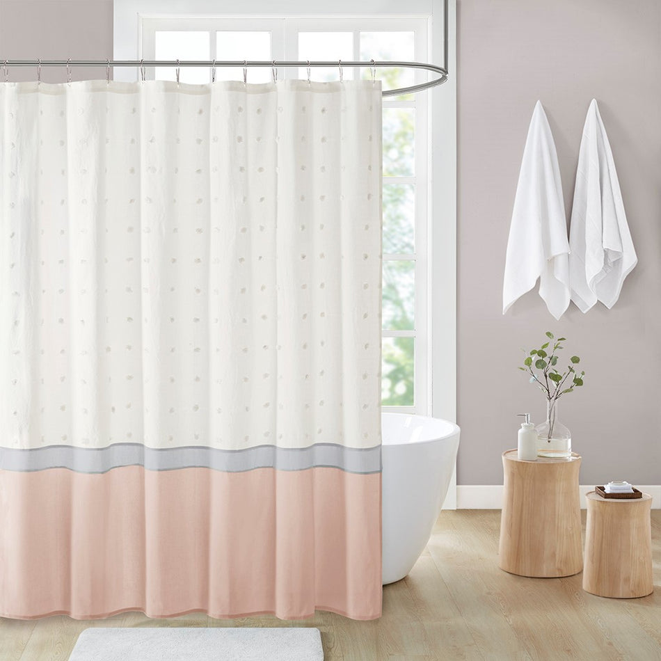 Urban Habitat Myla Cotton Jacquard Shower Curtain - Blush - 72x72"