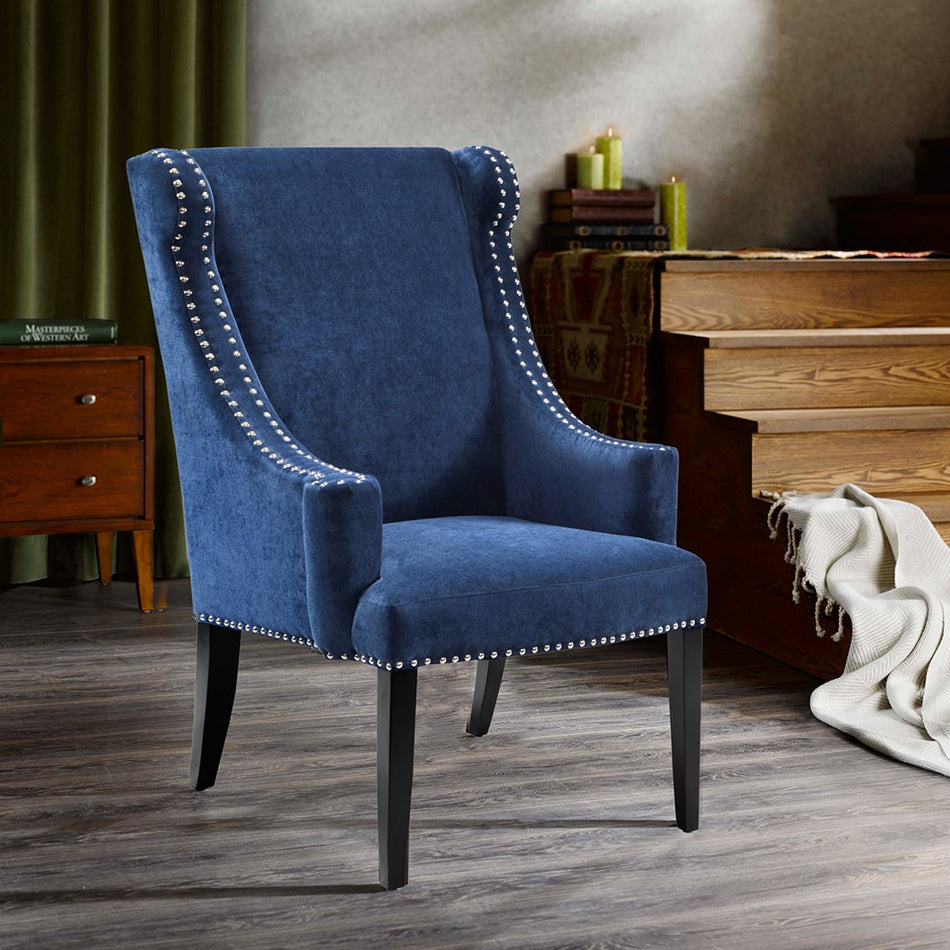 Madison Park Marcel High Back Wing Chair - Blue 