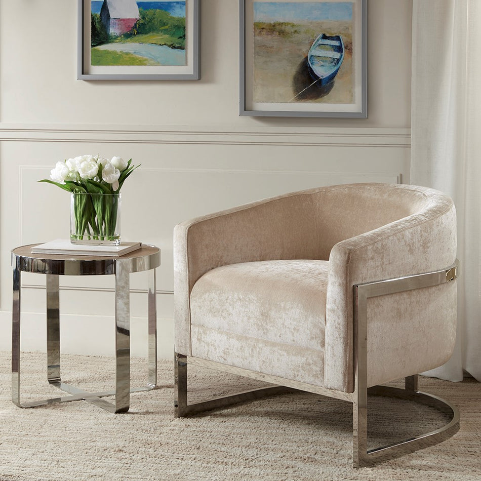 Madison Park Haven Accent Chair - Cream / Chrome