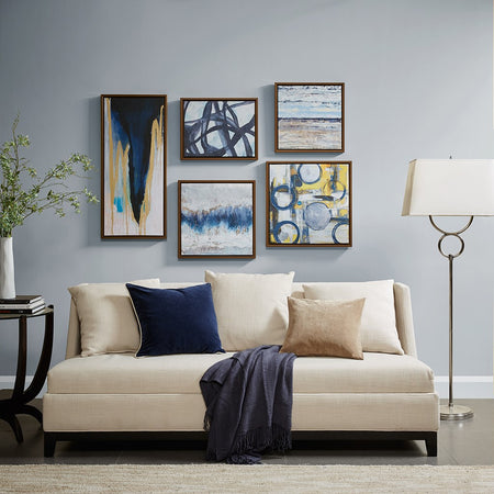 Madison Park Blue Bliss Gallery Art 5 Piece Set - Natural