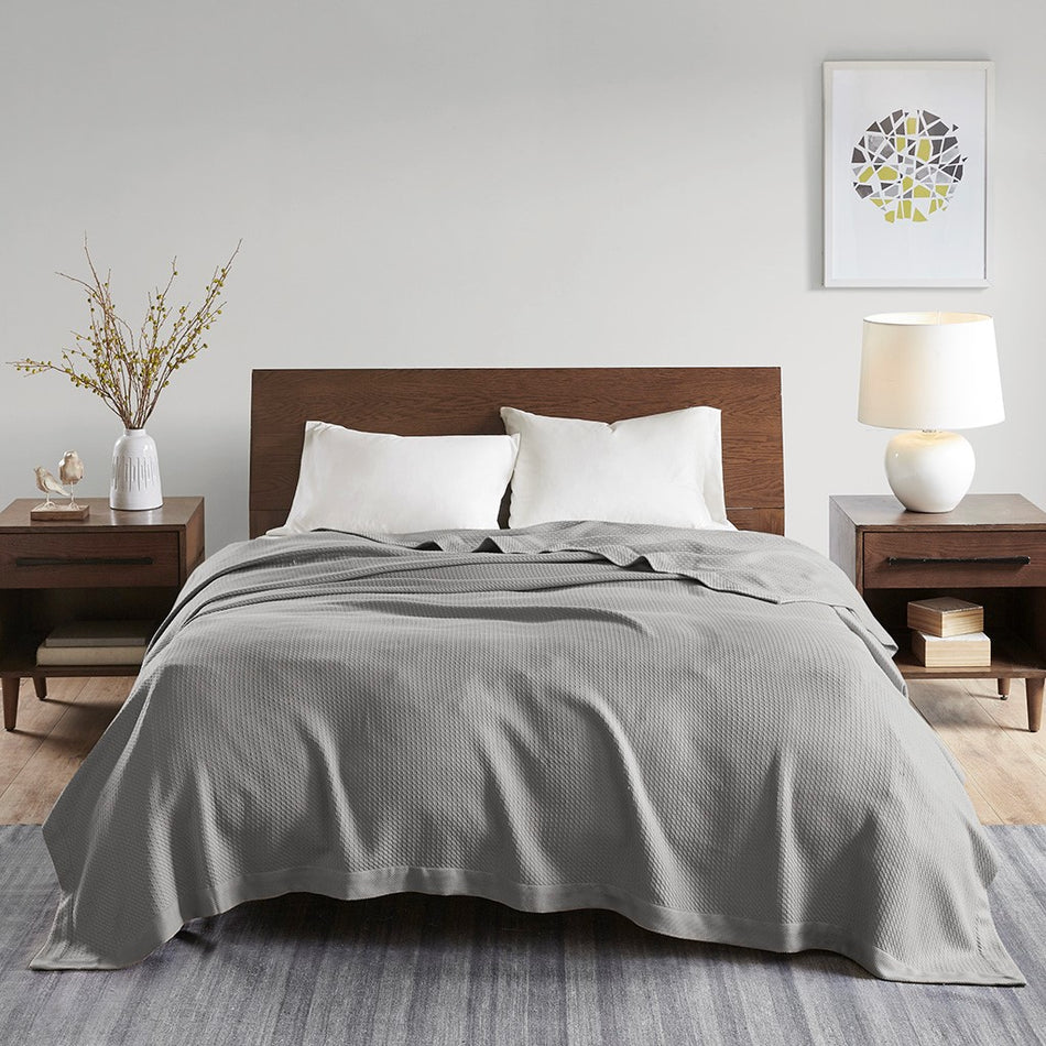 Madison Park Egyptian Cotton Blanket - Grey - Full Size / Queen Size