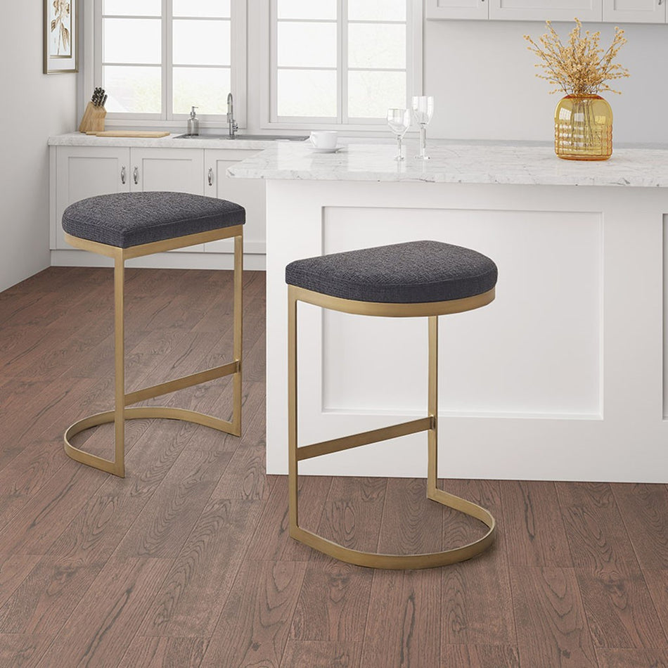 Maison Counter Stool - Charcoal / Antique Gold