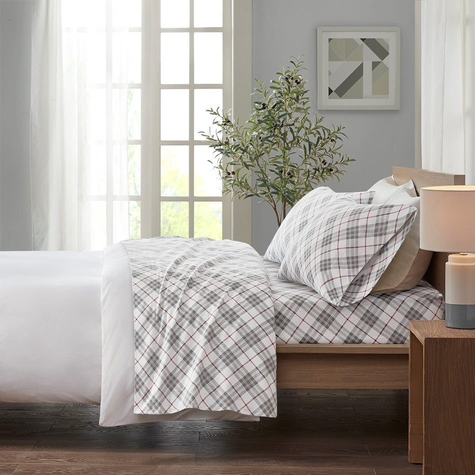 True North by Sleep Philosophy Cozy Cotton Flannel Printed Sheet Set - Red Plaid  - Twin Size Shop Online & Save - ExpressHomeDirect.com