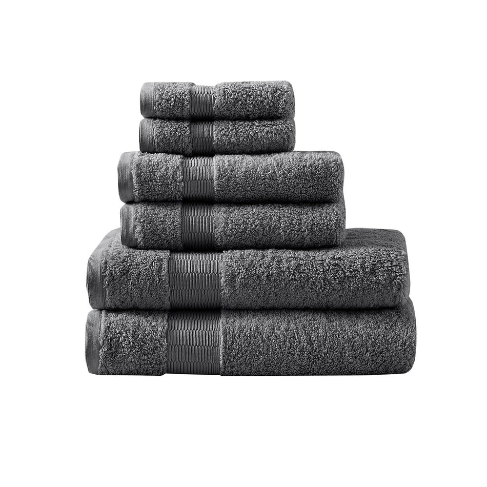 Luce 100% Egyptian Cotton 6 Piece Towel Set - Charcoal