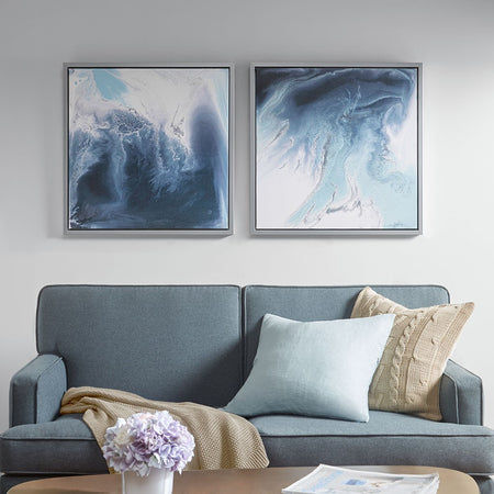 Madison Park Blue Lagoon 2 Gel Coat Framed Canvas 2 Piece Set - Blue