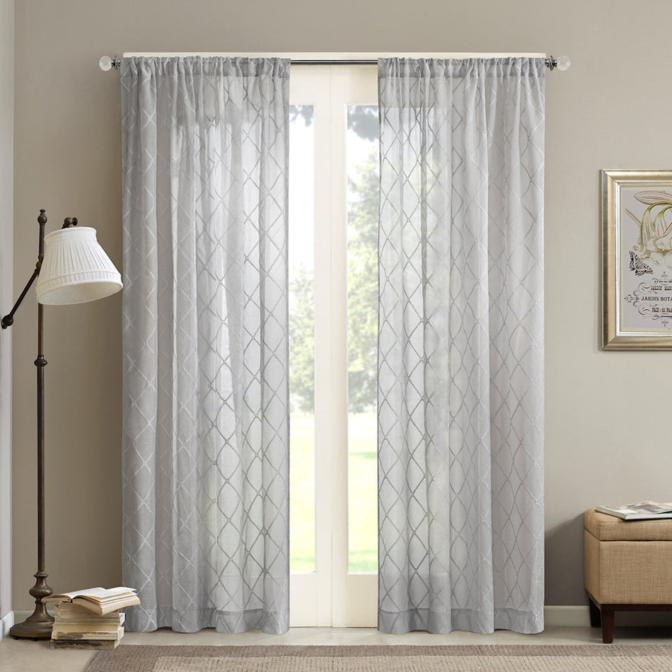 Irina Diamond Sheer Window Curtain - Grey - 50x95"