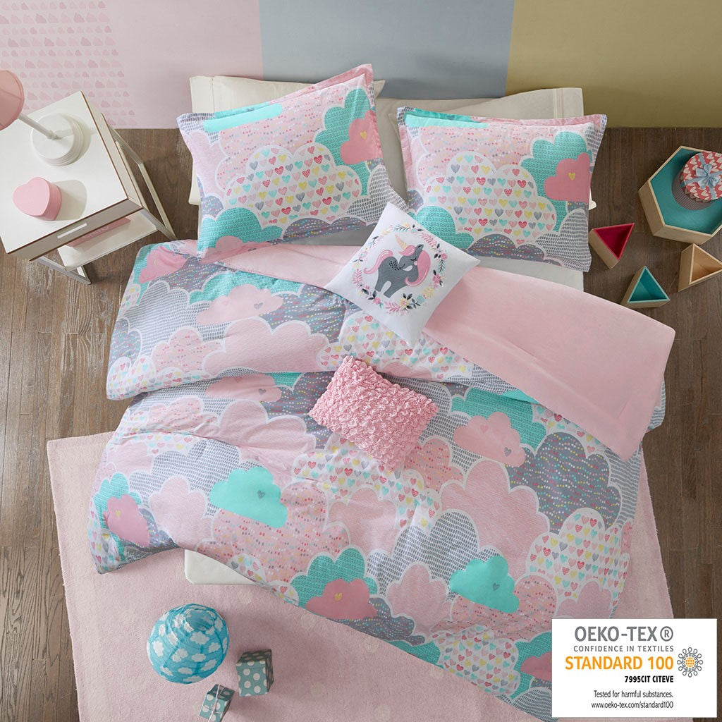 Urban Habitat Kids Cloud Cotton Printed Comforter Set - Pink - Full Size / Queen Size