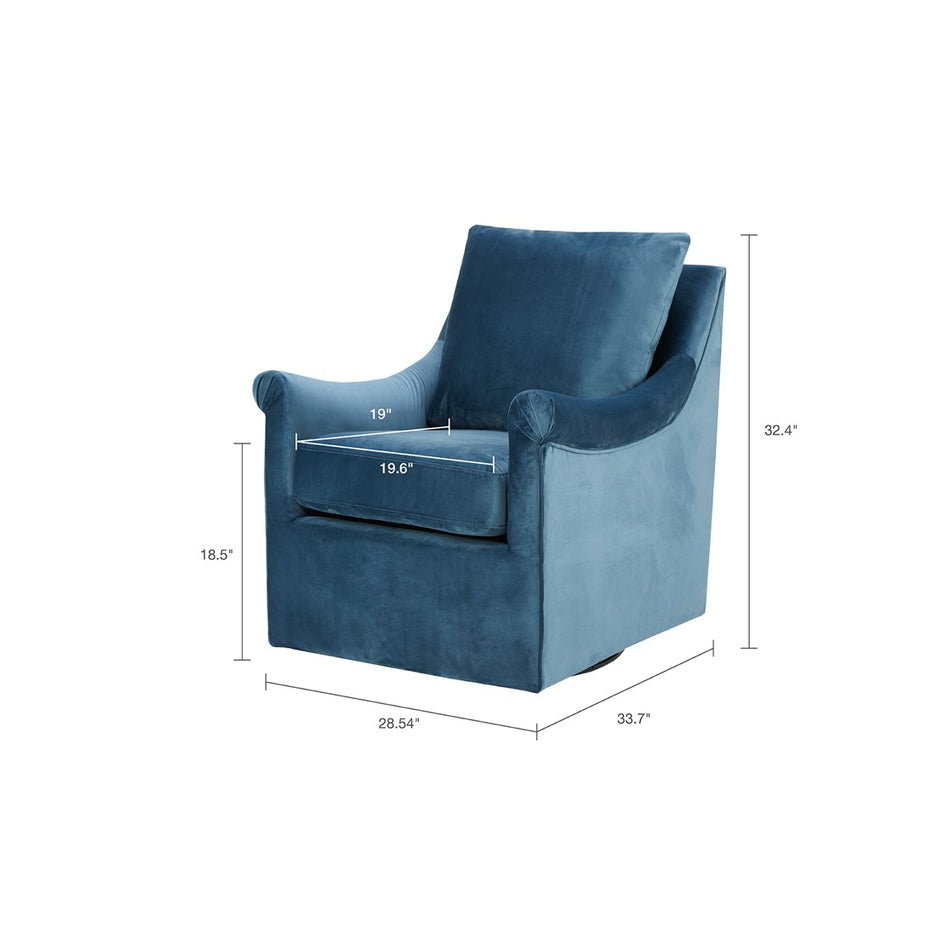 Deanna Upholstered Swivel Accent Chair - Blue