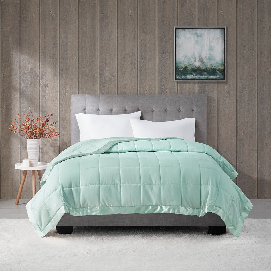 Windom Lightweight Down Alternative Blanket with Satin Trim - Seafoam - King Size