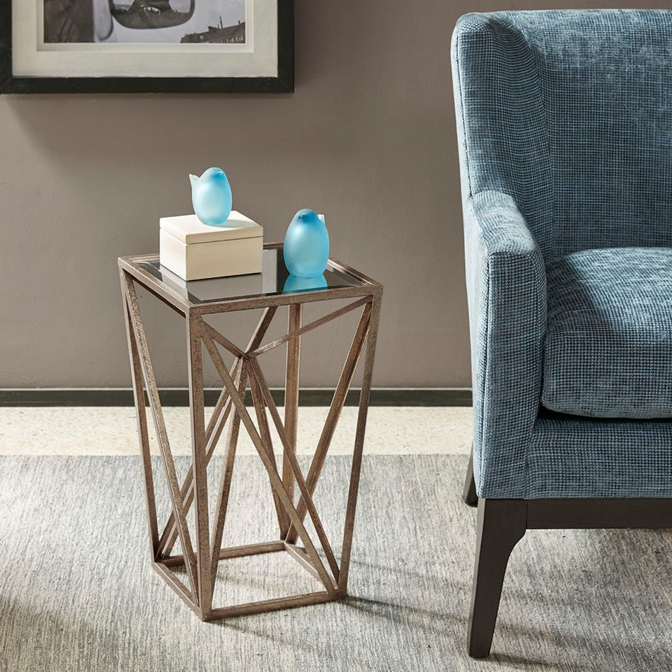 Madison Park Zee Angular Mirror Accent Table - Bronze