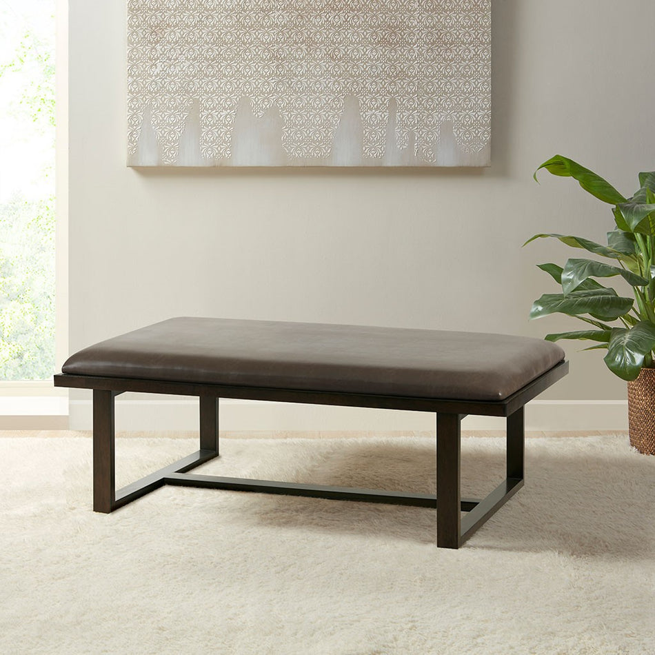 Madison Park Tracey Faux Leather Cocktail Ottoman - Brown