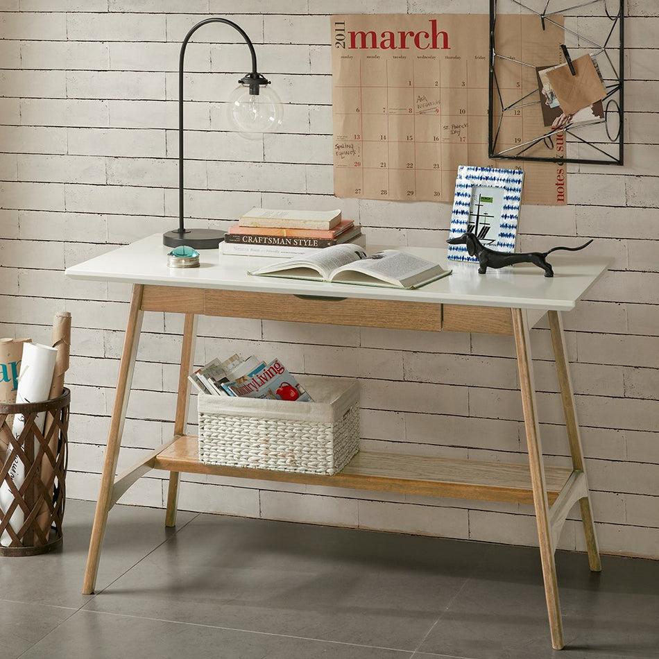 Madison Park Parker Desk - Off White / Natural
