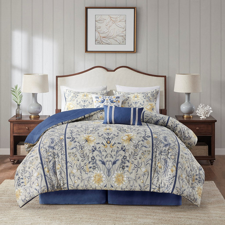 Livia 6 Piece Cotton Comforter Set - Multicolor - Queen Size