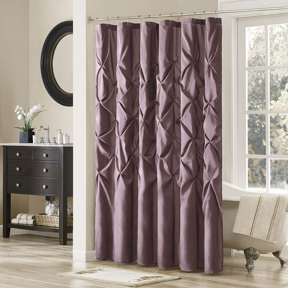 Madison Park Laurel Tufted Semi-Sheer Shower Curtain - Plum - 72x72"
