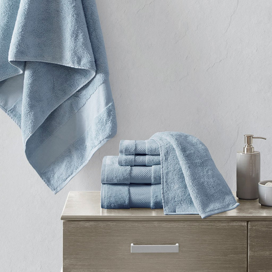 Madison Park Signature Turkish Cotton 6 Piece Bath Towel Set - Blue