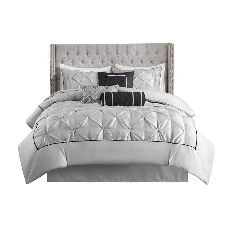 Laurel 7 Piece Tufted Comforter Set - Grey - Full Size
