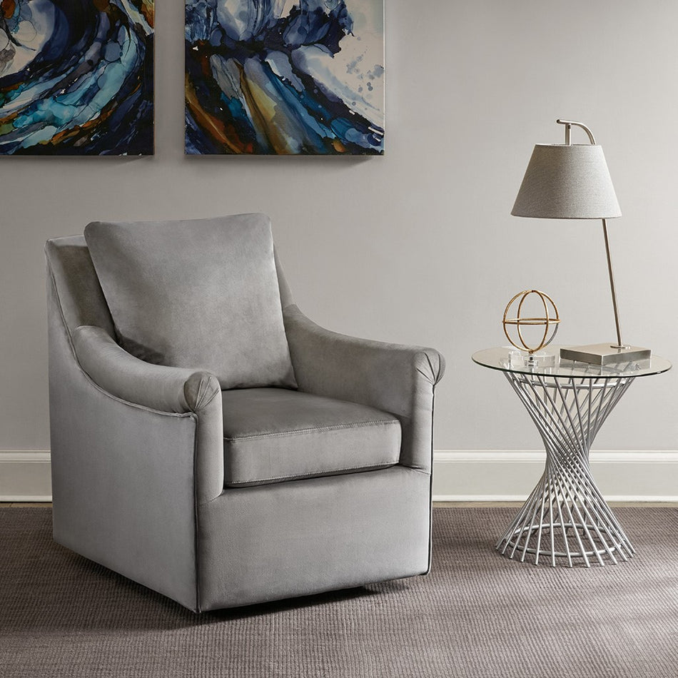 Madison Park Deanna Upholstered Swivel Accent Chair - Grey 