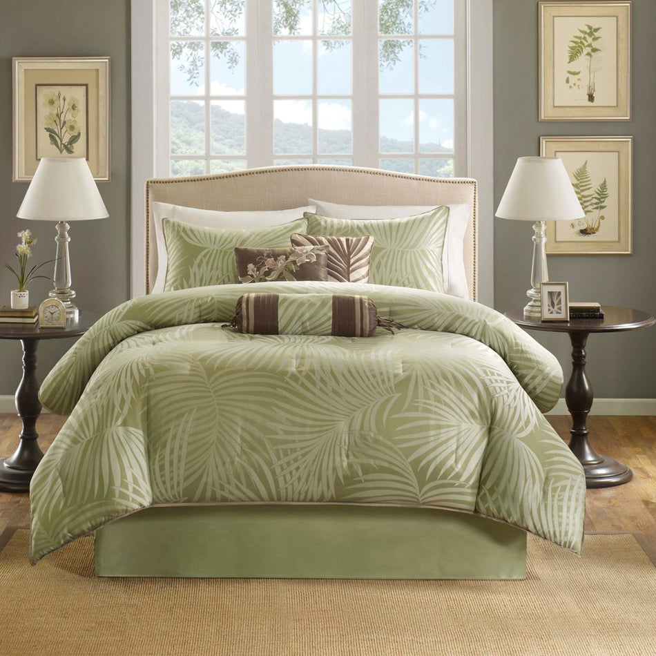 Freeport 7 Piece Comforter Set - Green - Queen Size