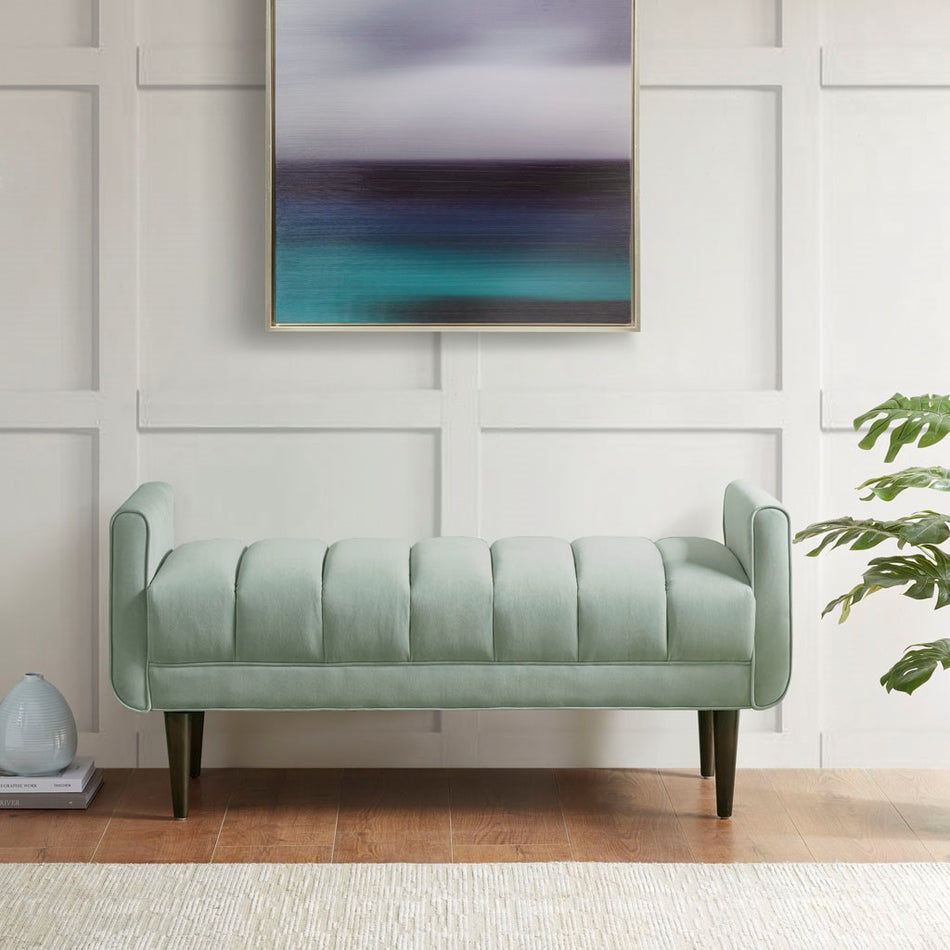 Madison Park Linea Upholstered Modern Accent Bench - Seafoam