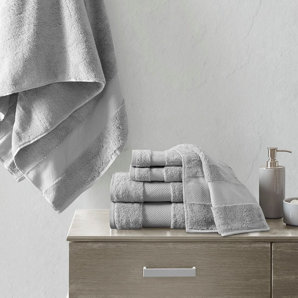Madison Park Signature Turkish Cotton 6 Piece Bath Towel Set - Grey 
