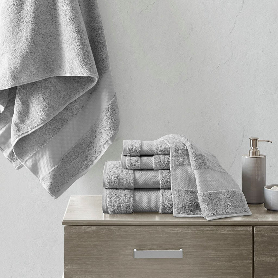 Madison Park Signature Turkish Cotton 6 Piece Bath Towel Set - Grey
