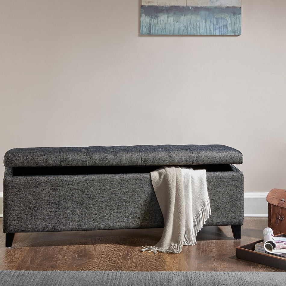 Madison Park Shandra Tufted Top Soft Close Storage Bench - Charcoal