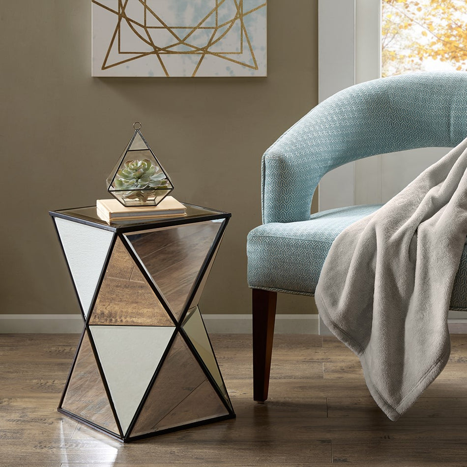 Madison Park Hendrix Angular Mirror Accent Table - Silver