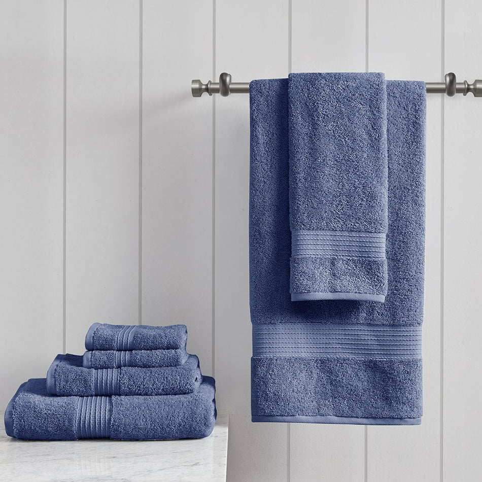 Madison Park Organic 6 Piece Organic Cotton Towel Set - Navy