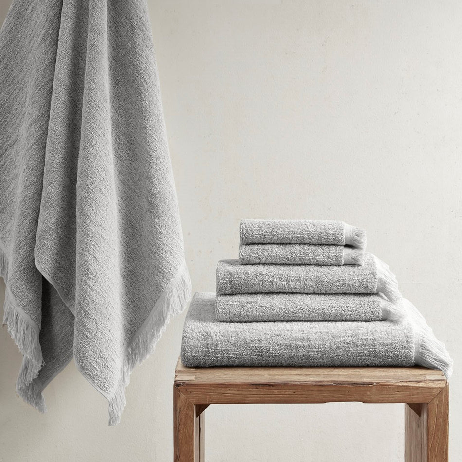INK+IVY Nova Cotton Dobby Slub 6 Piece Towel Set - Grey 