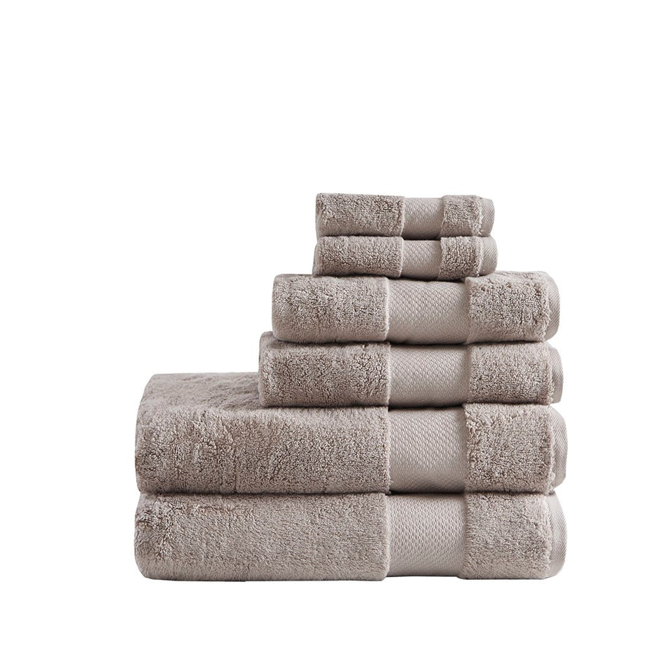 Turkish Cotton 6 Piece Bath Towel Set - Taupe