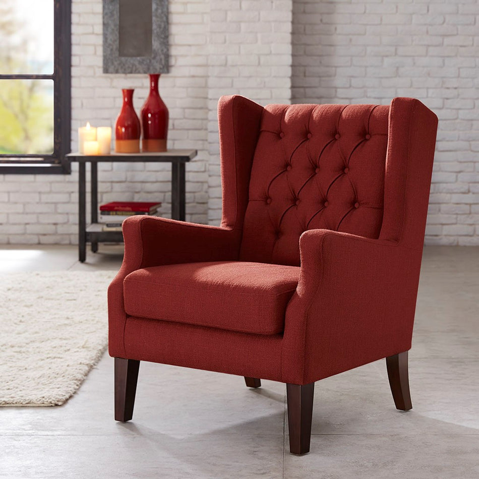 Madison Park Maxwell Button Tufted Wing Chair - Red 