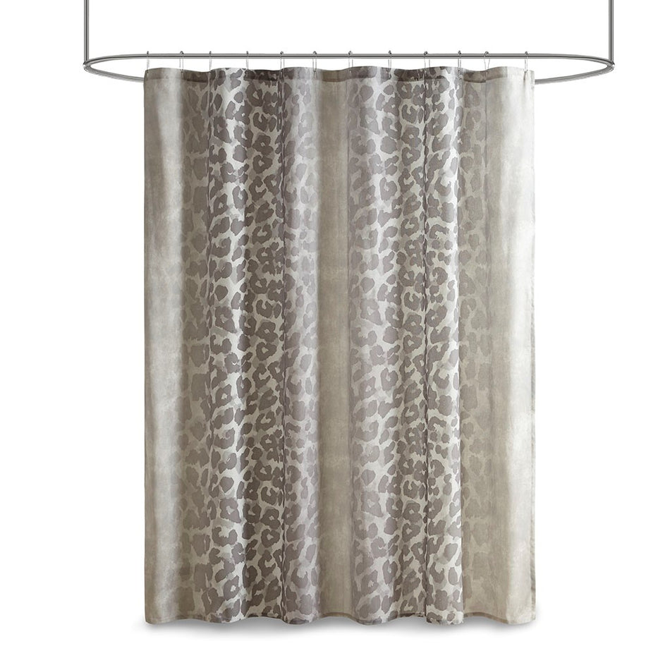 Madison Park Leo Cotton Gauze Printed Shower Curtain - Neutral - 72x72"