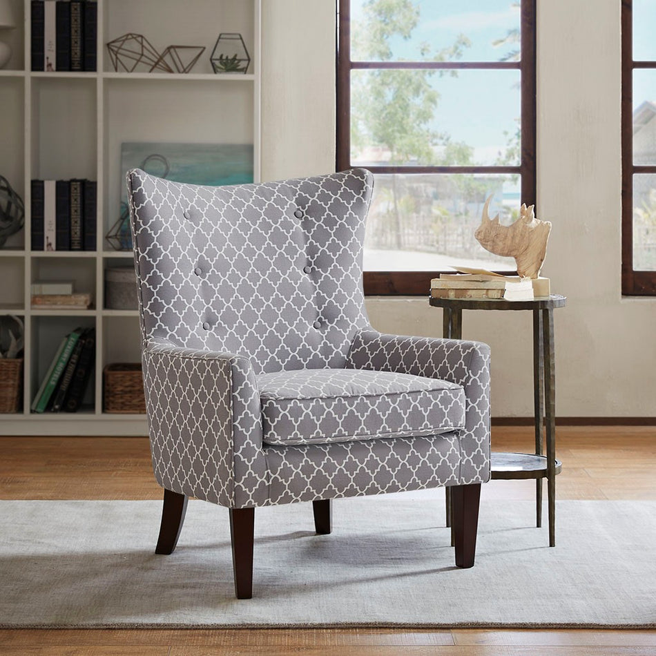 Madison Park Carissa Shelter Wing Chair - Grey 