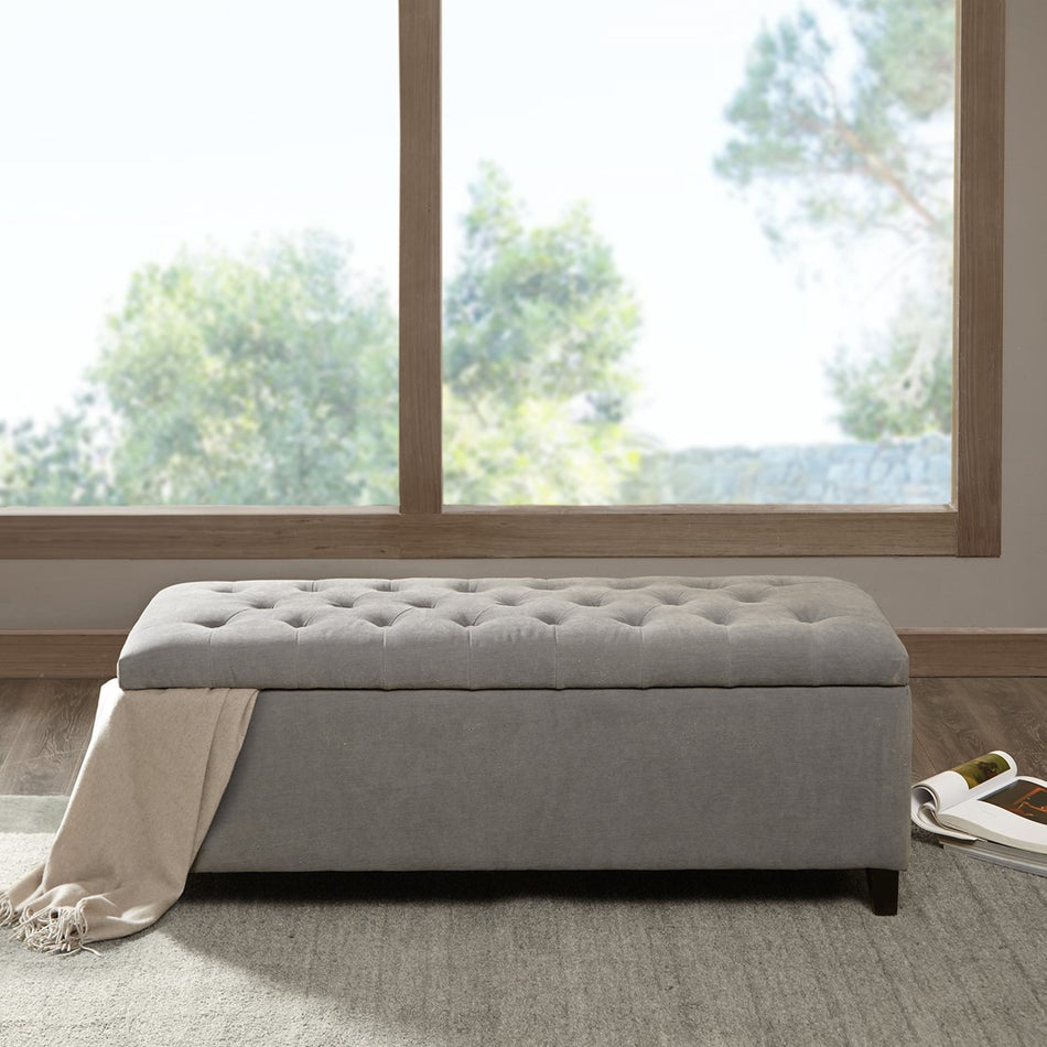 Madison Park Shandra Tufted Top Soft Close Storage Bench - Grey 