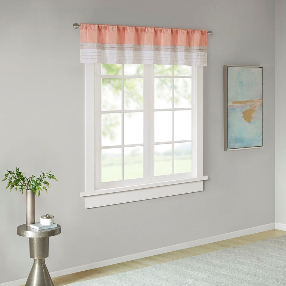 Amherst Polyoni Pintuck Valance - Coral - 50x18"
