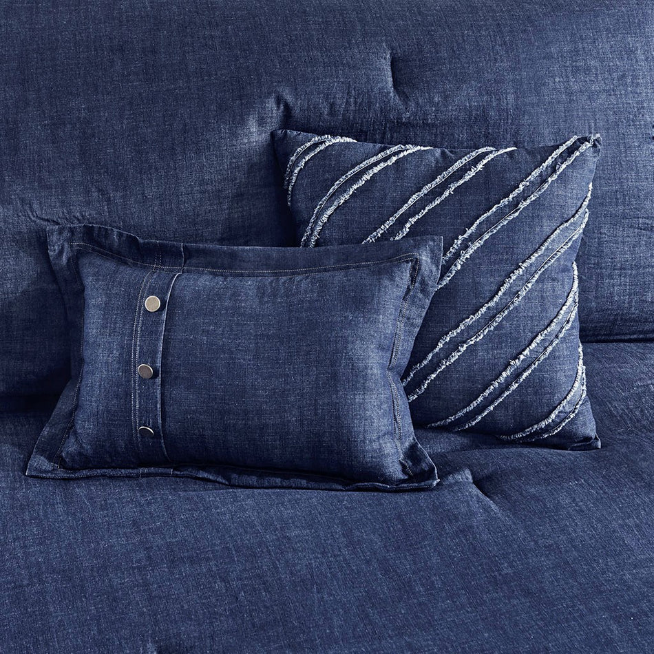 Perry Oversized Denim Comforter Set - Blue - Queen Size