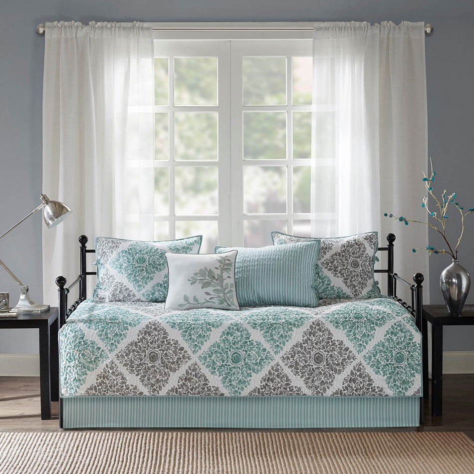 Claire 6 Piece Reversible Daybed Cover Set - Aqua - Daybed Size - 39" x 75"