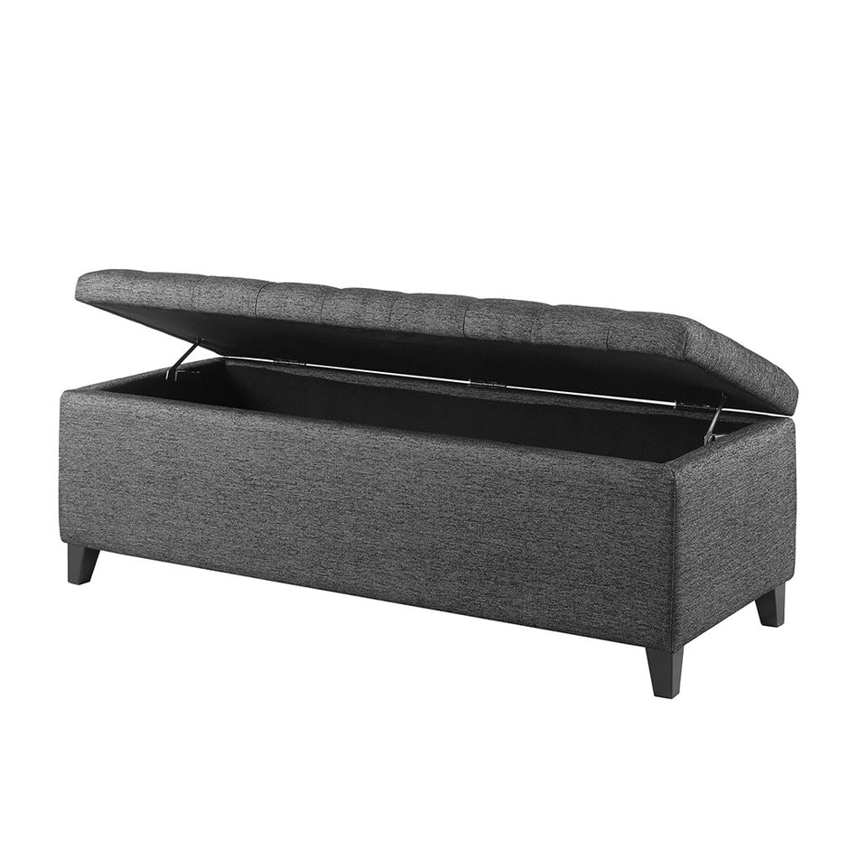 Shandra Tufted Top Soft Close Storage Bench - Charcoal